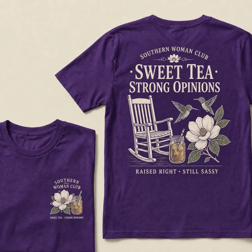 Southern Woman Club Sweet Tea Strong Opinions T-Shirt